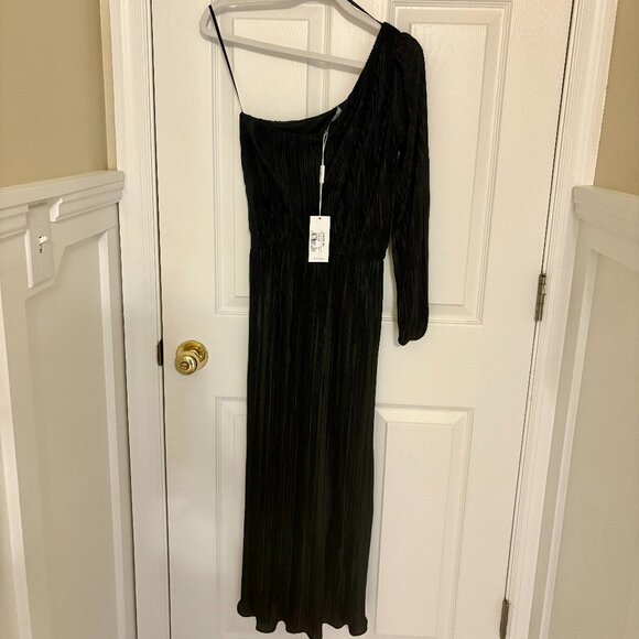 Petal & Pup One Shoulder Pleated Midi Dress - Black - X-Small - Picture 10 of 10